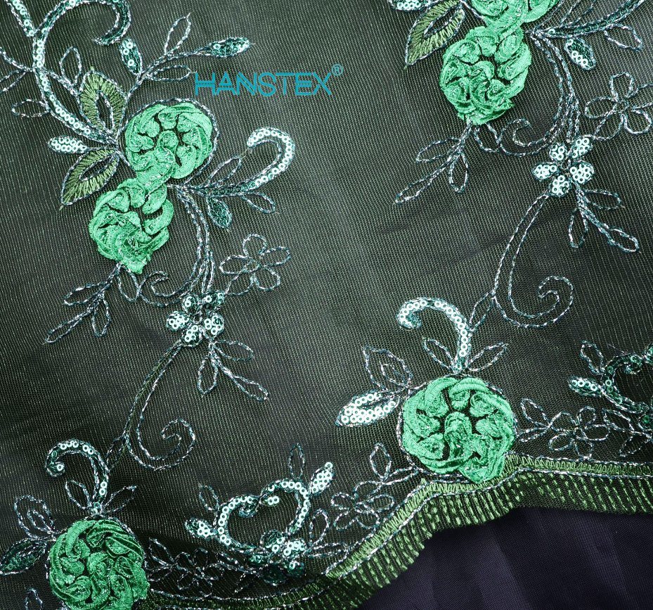 Hans New Design Product Beige Lace Fabric Sequins