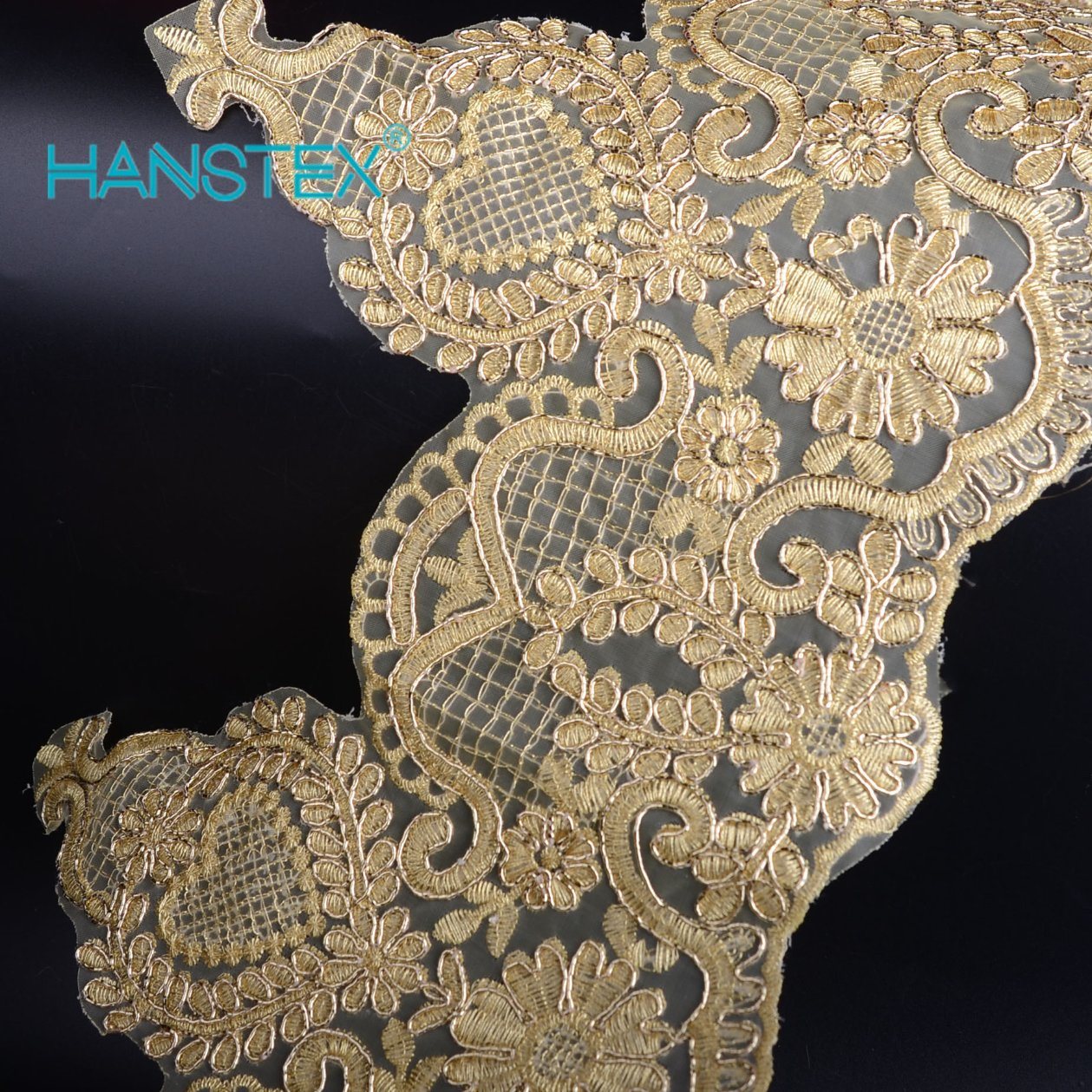 Hans Hot Selling Premium Quality New Design Embroidery Lace on Organza