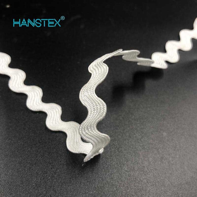 Manufacturers 5mm Polyester Sollid White Zig Zag Ric Rac Lace Trimming for Dress Garment Home Decoration