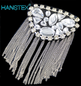 Hand Made Rhinestone Beaded Decoration Shoulder Applique Patch with Soulder Patch