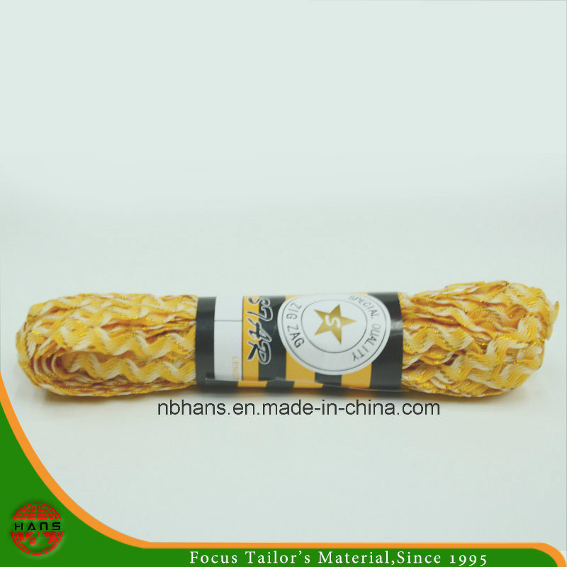 Hans Promotion Cheap Price New Design Zig-Zag Tape with Gold Thread