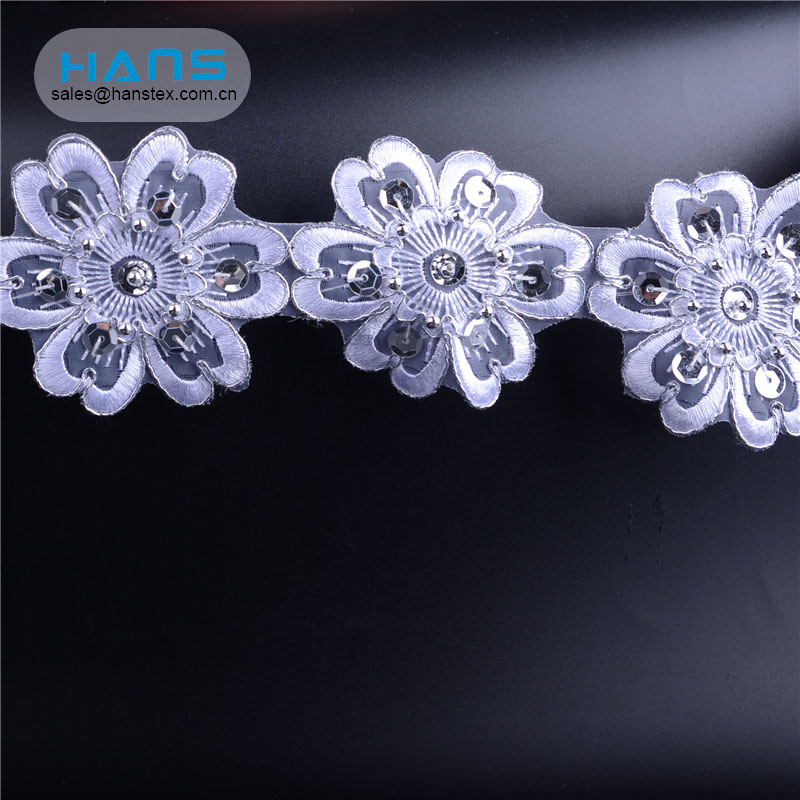 Hans Factory Price Beautifical French Lace with Beads and Stones