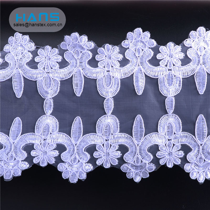 Hans Direct From China Factory Professional Design Embroidered Tulle Lace Fabric